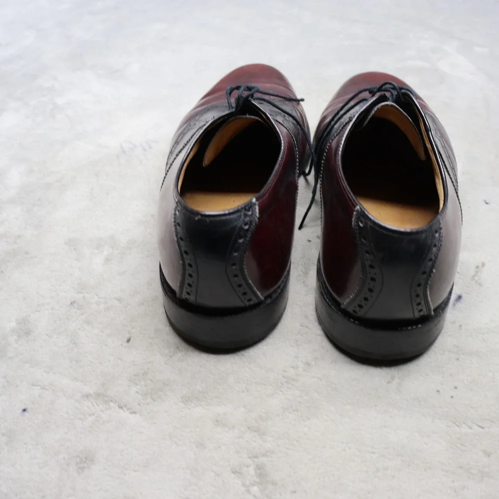 Johnston Murphy Aristocraft Mens 10.5 Oxford Shoes Red Leather Dress Wingtip